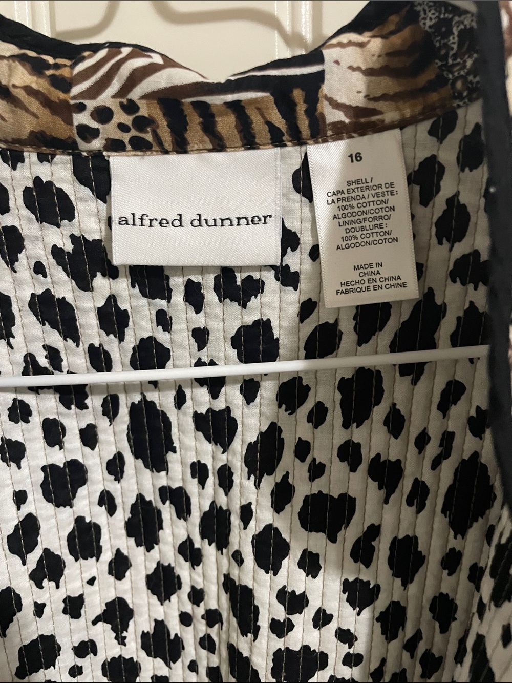 Alfred Dunner Black and White Mixed Animal Print Quilted Jacket - Picture 2 of 4